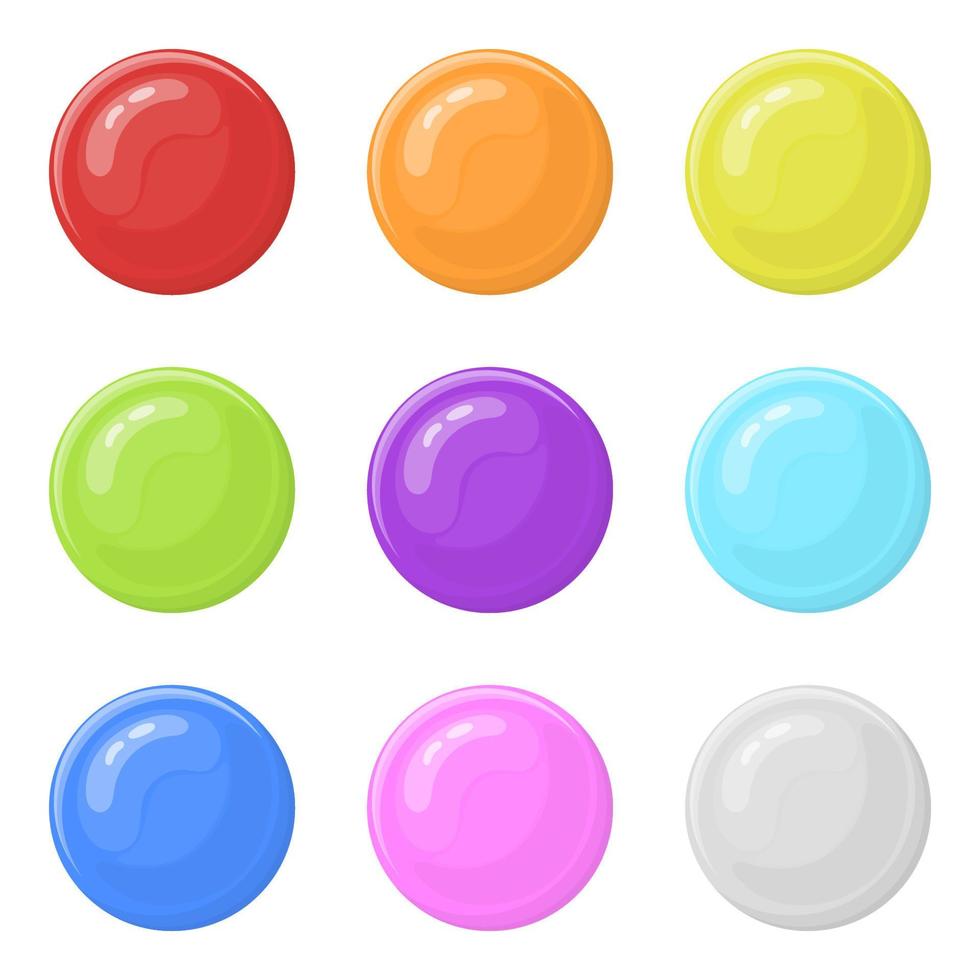 uppsättning av blanka runda färgglada knappar isolerad på vit bakgrund. vektor illustration för någon design.