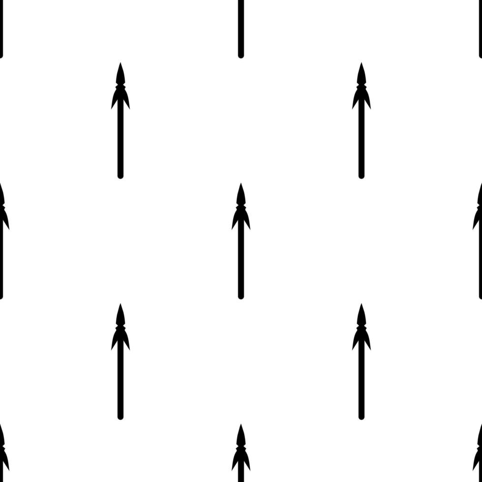 Nahtloses Muster mit schwarzer Silhouette Ikone des Speers isoliert auf weißem Hintergrund. Lanze, Hecht. mittelalterliches Waffenzeichen. vektorillustration für design, web, verpackungspapier, stoff, tapete vektor