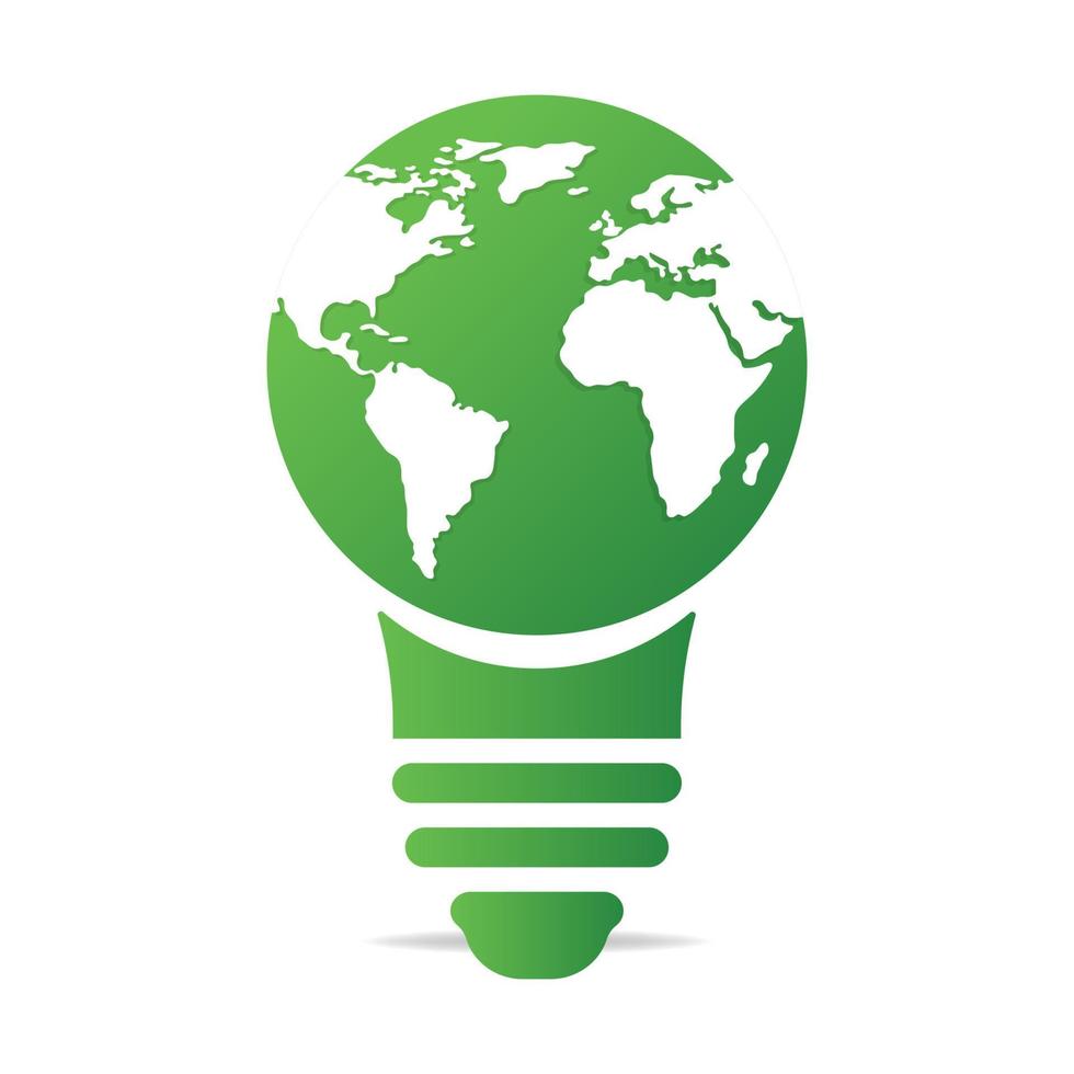 ekologi koncept med glödlampa och jord. spara energi ikon tecken symbol. återvinna logotyp. vektor illustration för någon design.