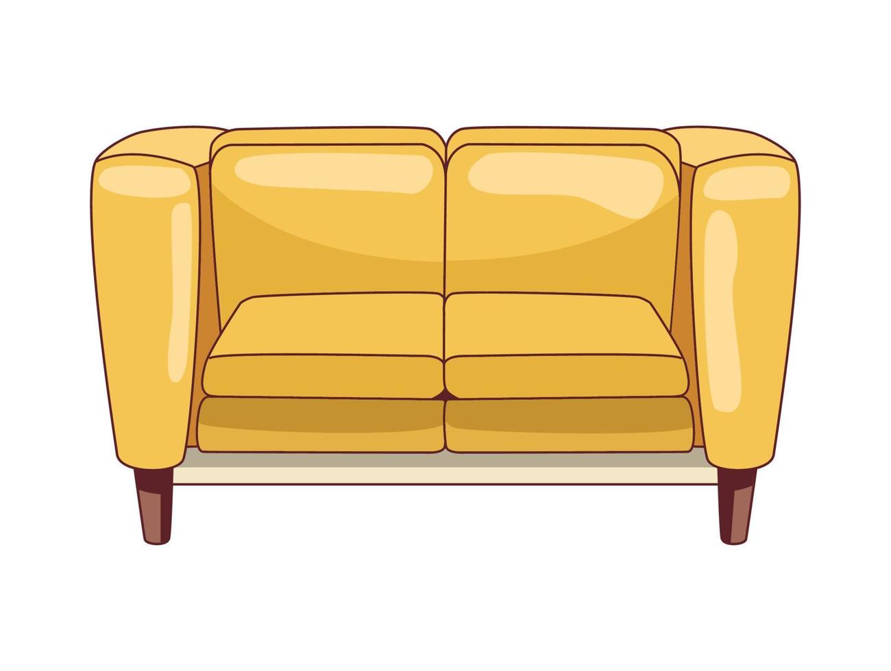 gul soffa vardagsrumsmöbler vektor