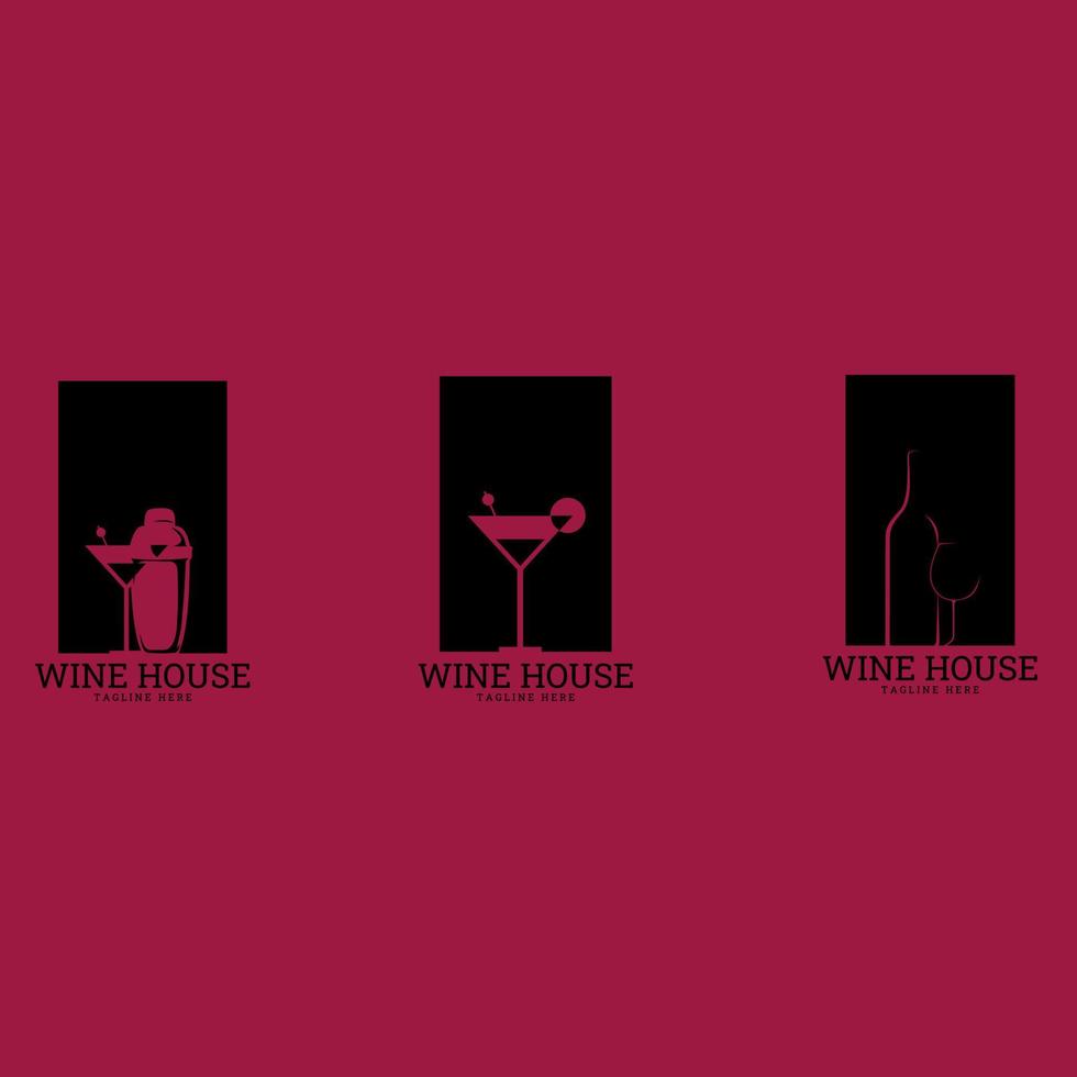 Wein-Logo-Design-Vorlage. Vektorsymbol für Restaurantmenü. vektor