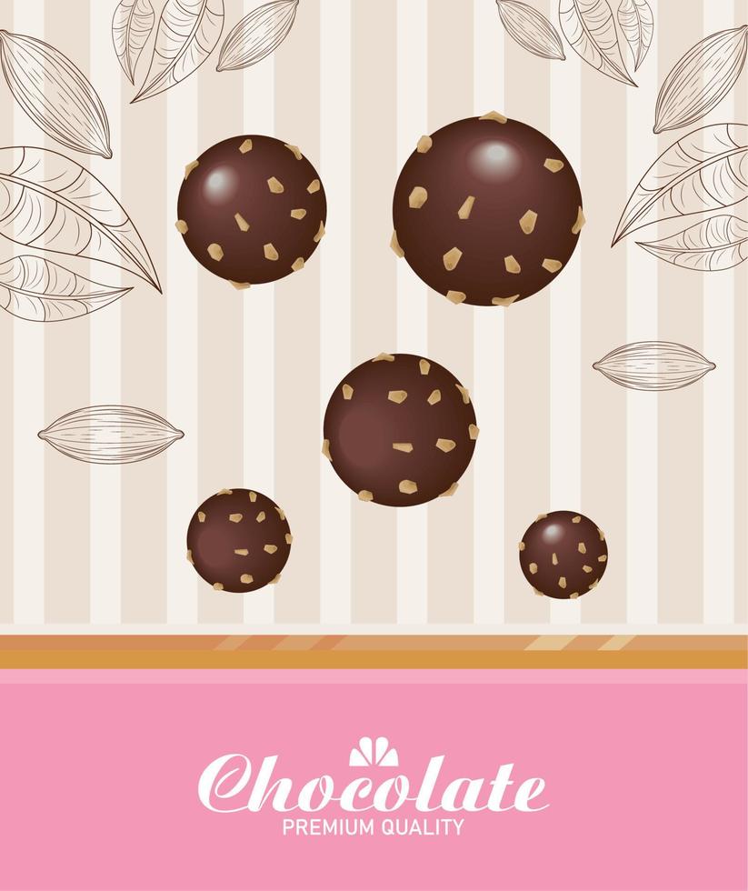 Poster mit Schokoladen-Premium-Kugeln vektor