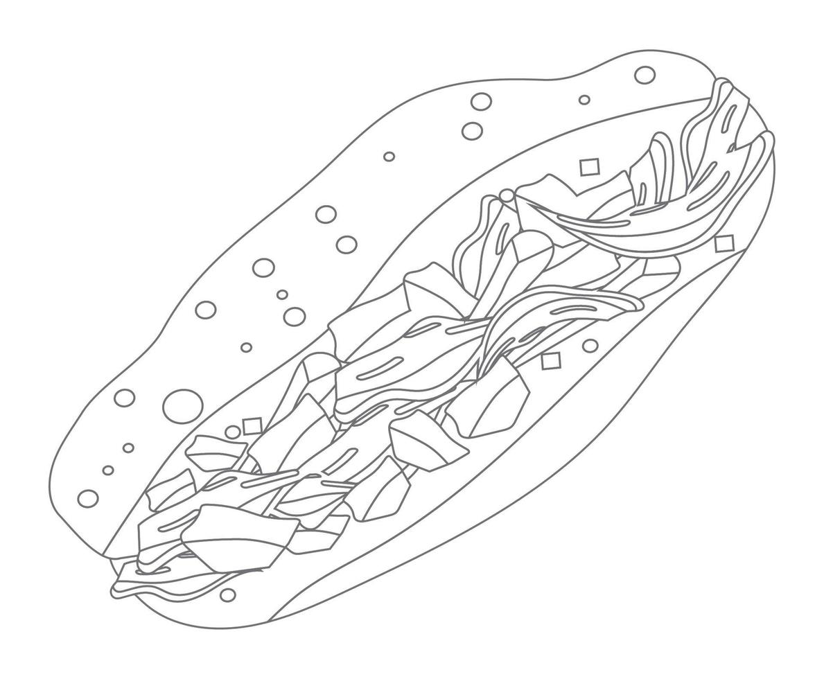 färsk burrito mexikansk sketch vektor