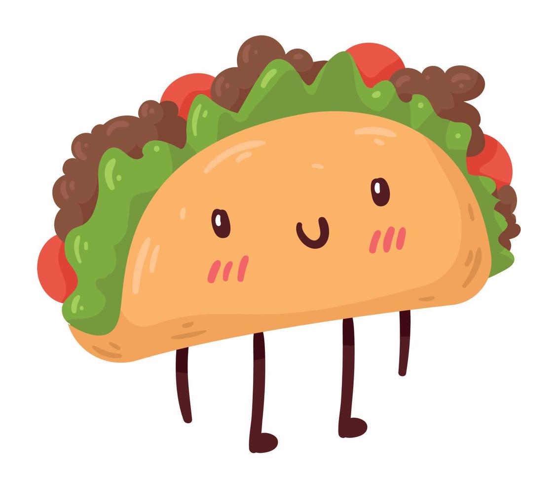 Taco-Kawaii-Essen vektor