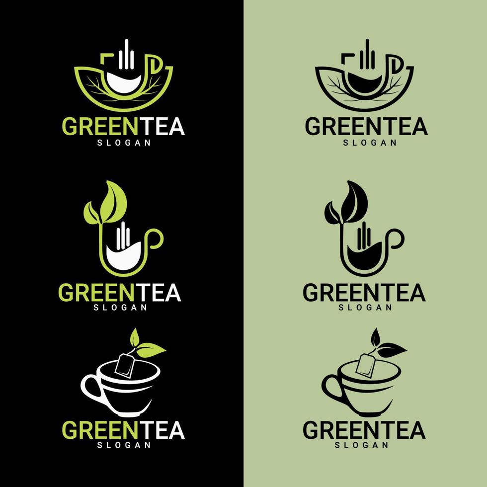 Bio-Tee-Logo-Vorlage. Vektor-Set-Label für Teestube oder Café. vektor