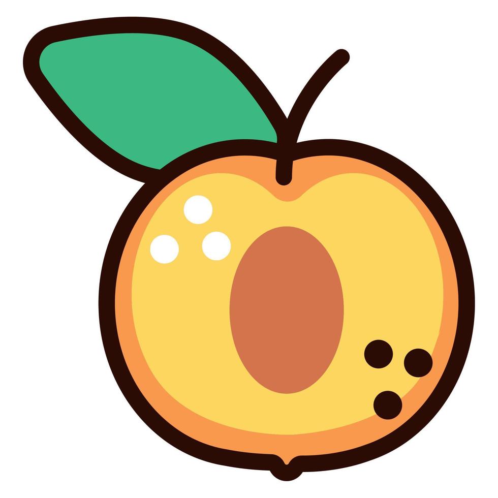 halv persika frukt doodle vektor