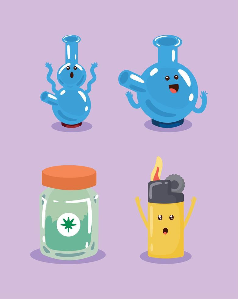 vier Symbole für Cannabis-Drogen vektor