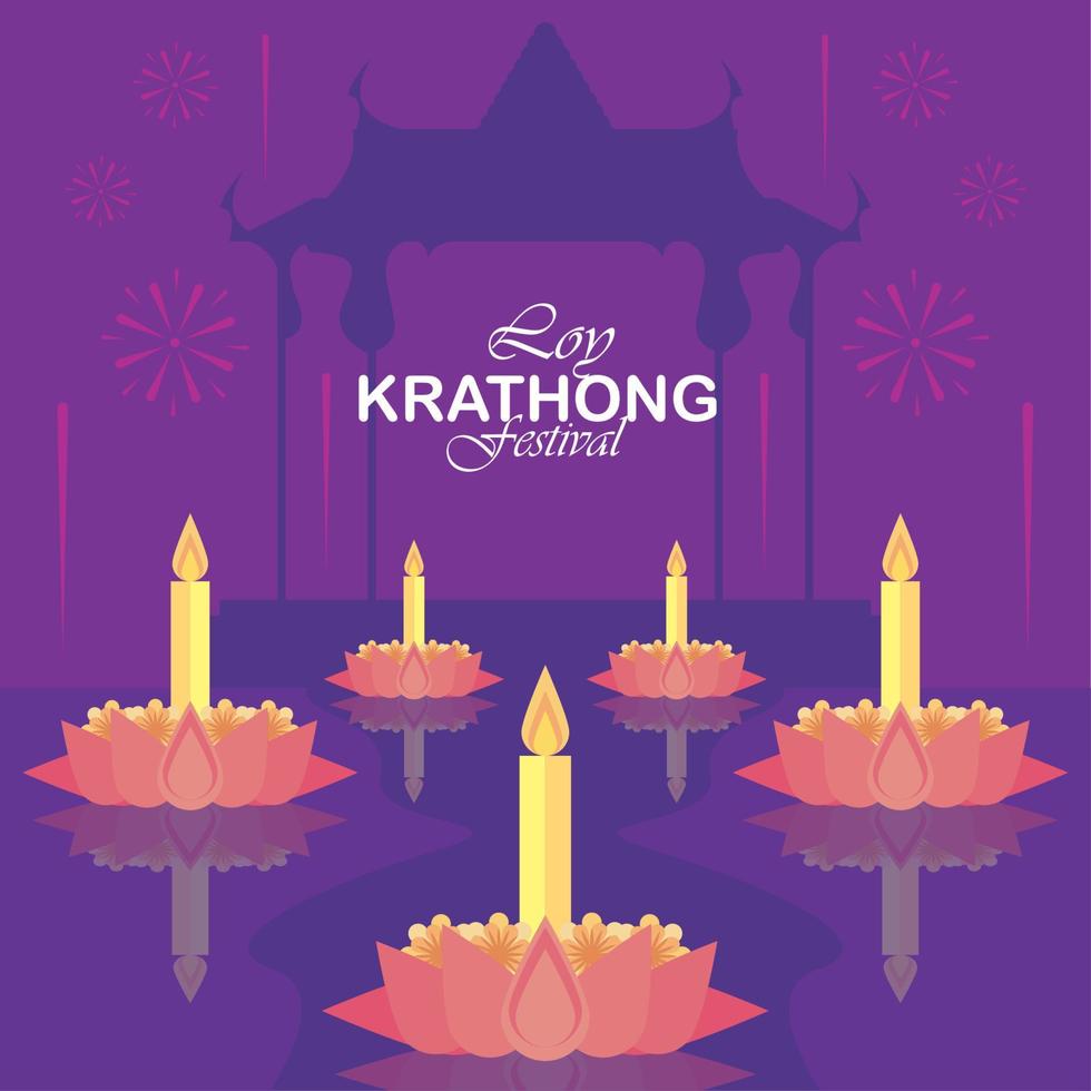 Loy Krathong Schriftzug Karte vektor