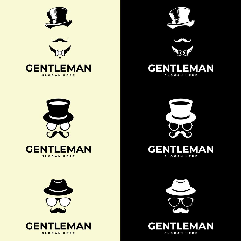 gentleman logotyp. gentleman etikett. klassisk illustration med män bara ikoner set. vektor