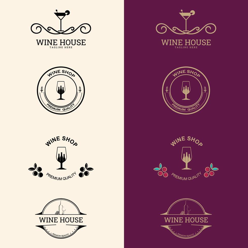 Wein-Logo-Design-Vorlage. Vektorsymbol für Restaurantmenü. vektor