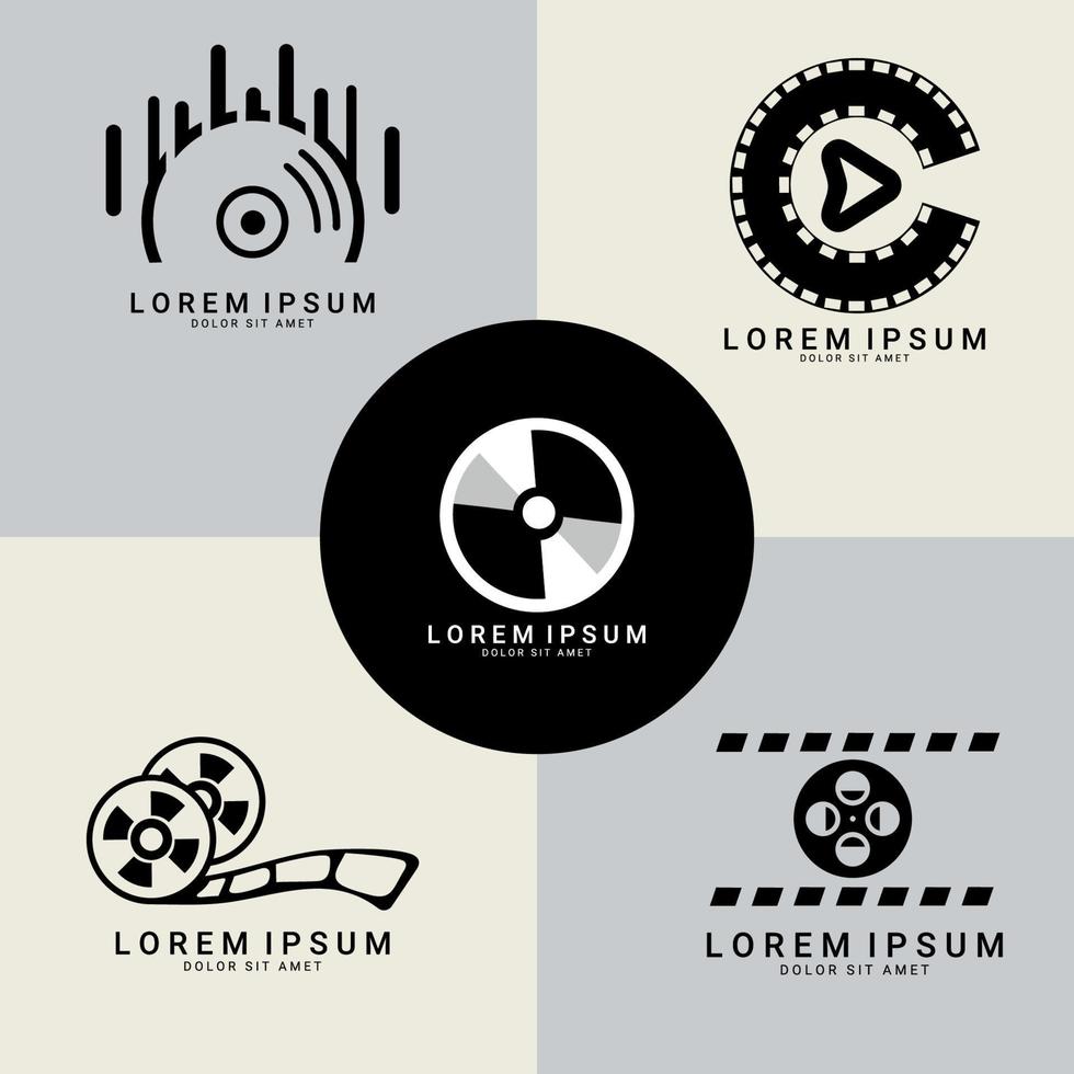 bioetiketter emblem logotyp design. film roll logotyp vektor svart bio och film