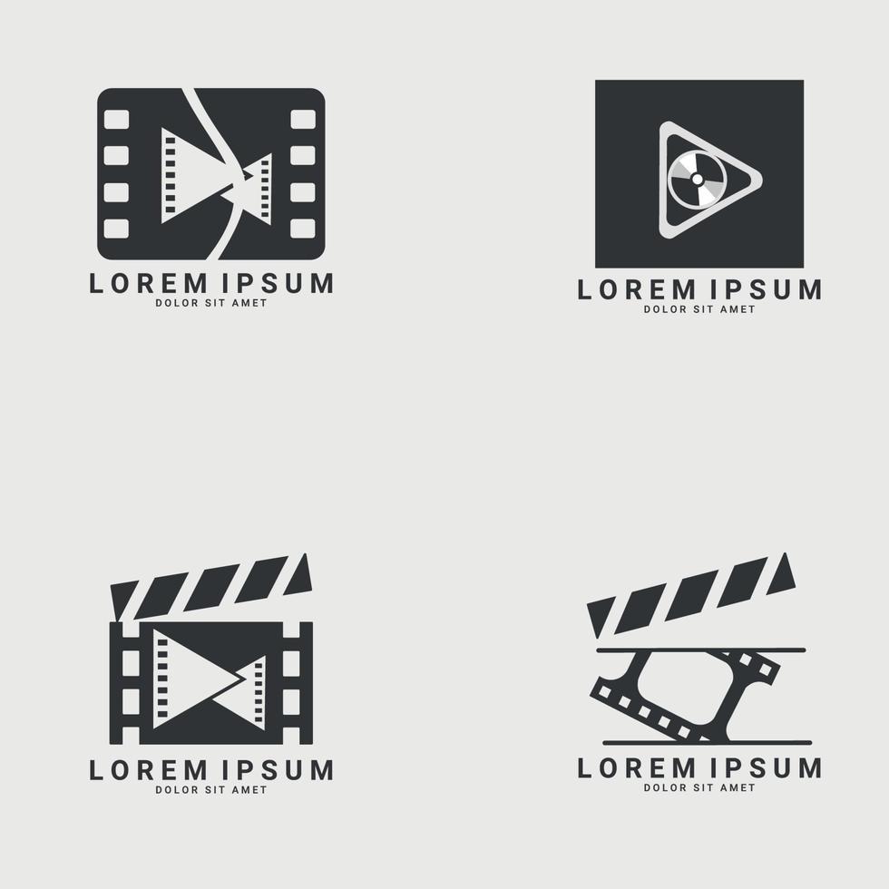 vektor uppsättning logotyper med film clappers. clapboard och spela tecken logotyp mall.