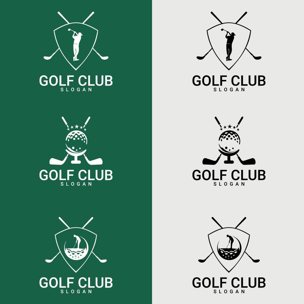 uppsättning golfklubblogotyper, etiketter och emblem. lämplig för företagslogotyp, tryck, digital, ikon, appar och annat marknadsföringsmaterial. golf logotyp set. vektor