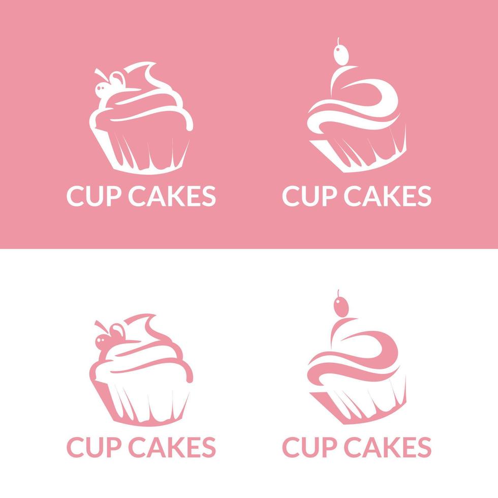 Cupcake-Logo-Symbol. Reihe von Vektor-Bäckerei-Logos. Etiketten, Abzeichen und Designelemente vektor