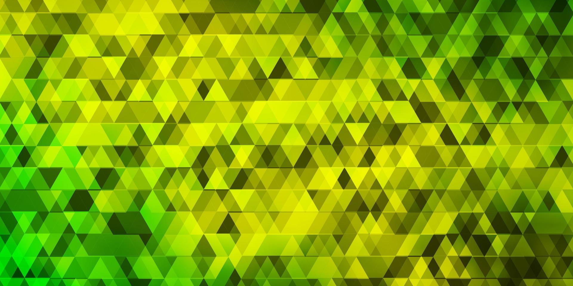 hellgrüner, gelber Vektorhintergrund mit Linien, Dreiecken. vektor