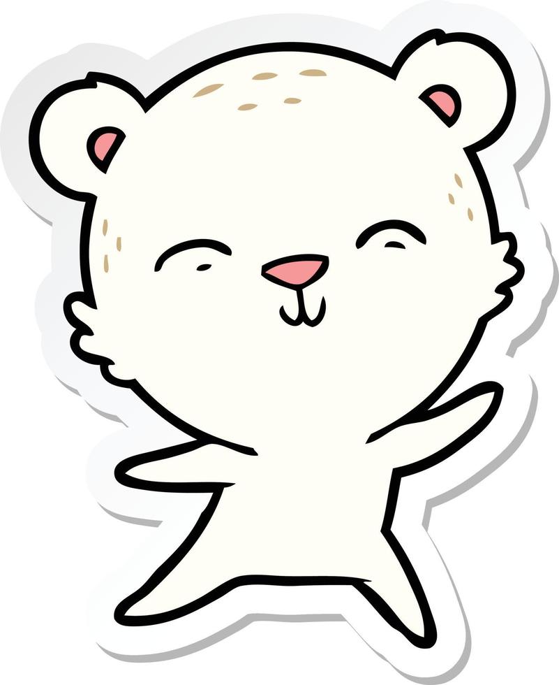 klistermärke av en glad tecknad isbjörn som dansar vektor