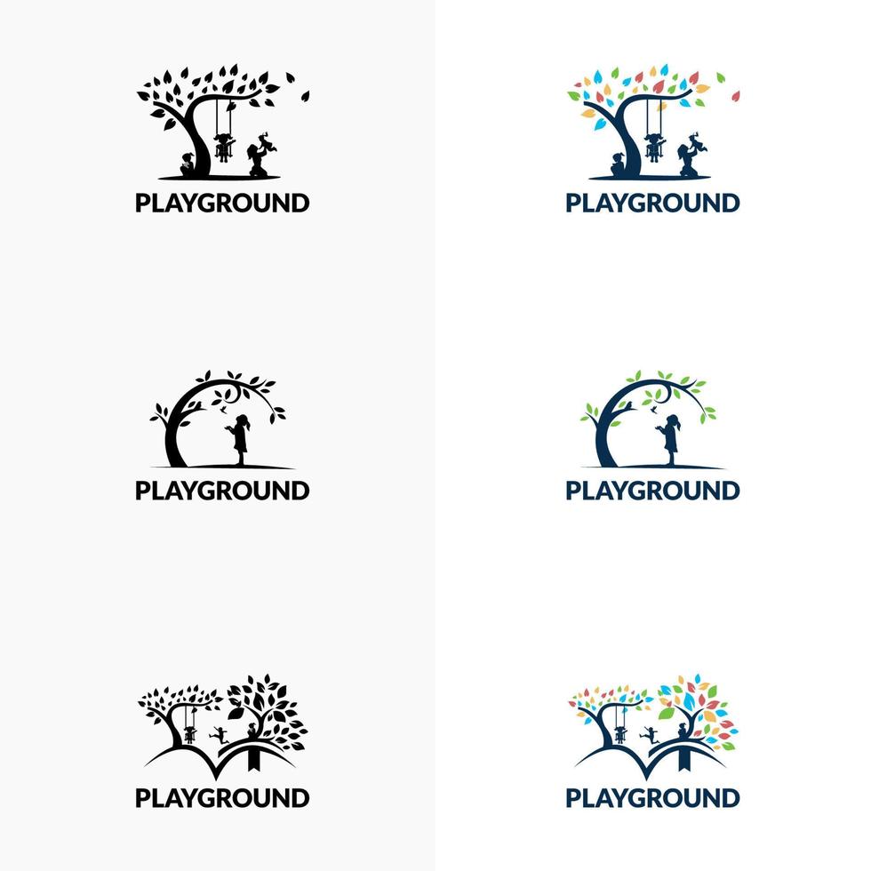 Spielplatz-Vektor-Logo-Illustration. Spielgruppe, Vorschule, Kindergarten-Logo-Vorlage vektor