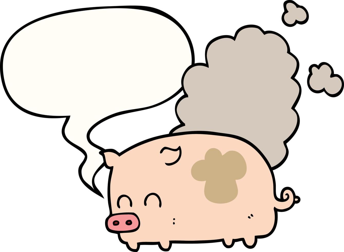 tecknad illaluktande gris och pratbubbla vektor