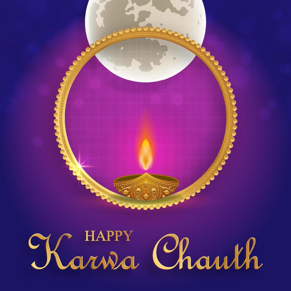 happy karwa chauth festival, das hinduistische fest mit orientalischen elementen zum idischen fest vektor