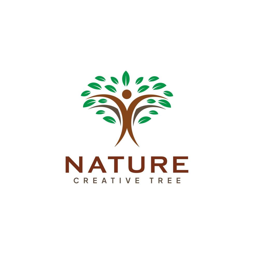 Baum Mann kreative Logo-Design-Vorlage vektor