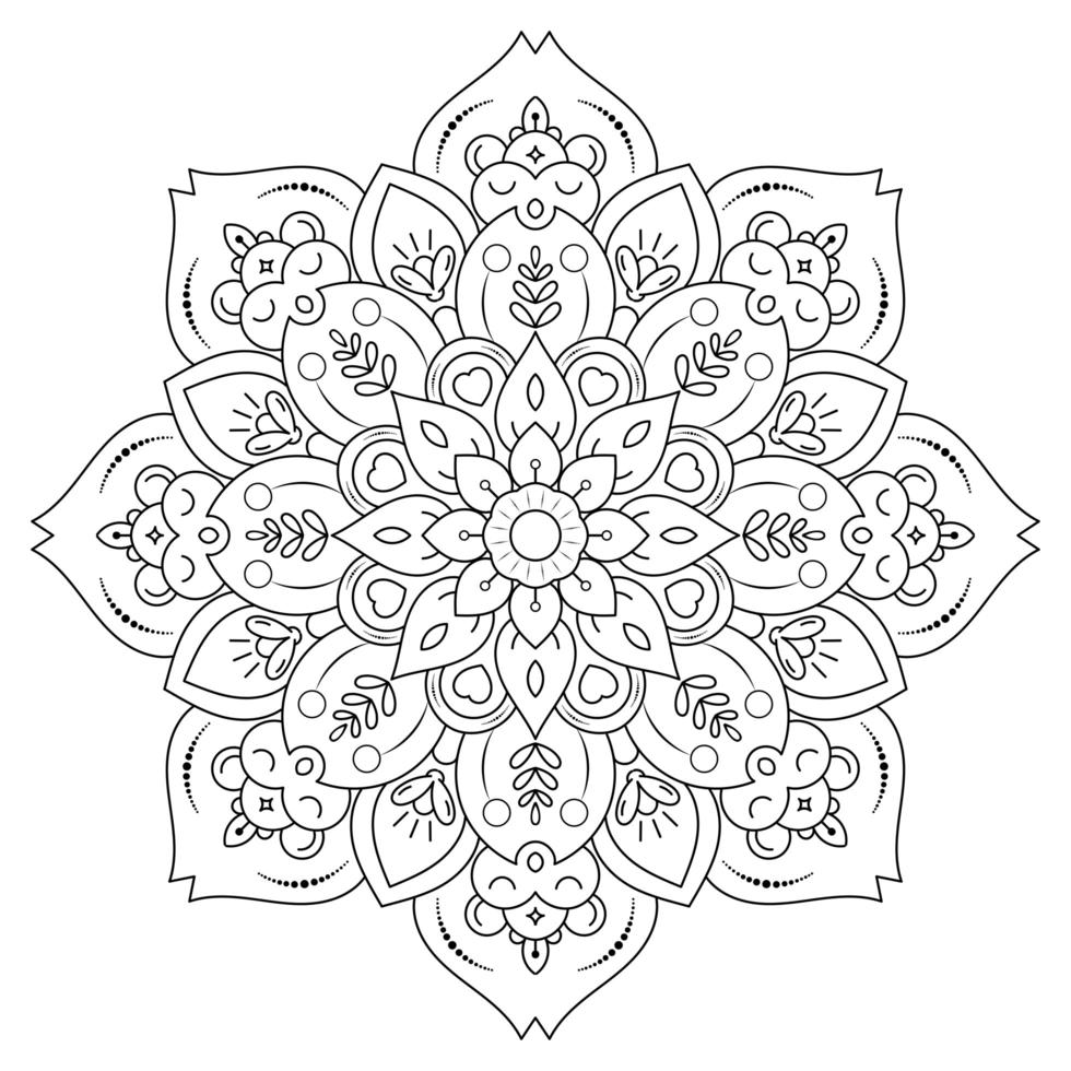 Mandala mit Vintage Blumenstil zum Färben vektor