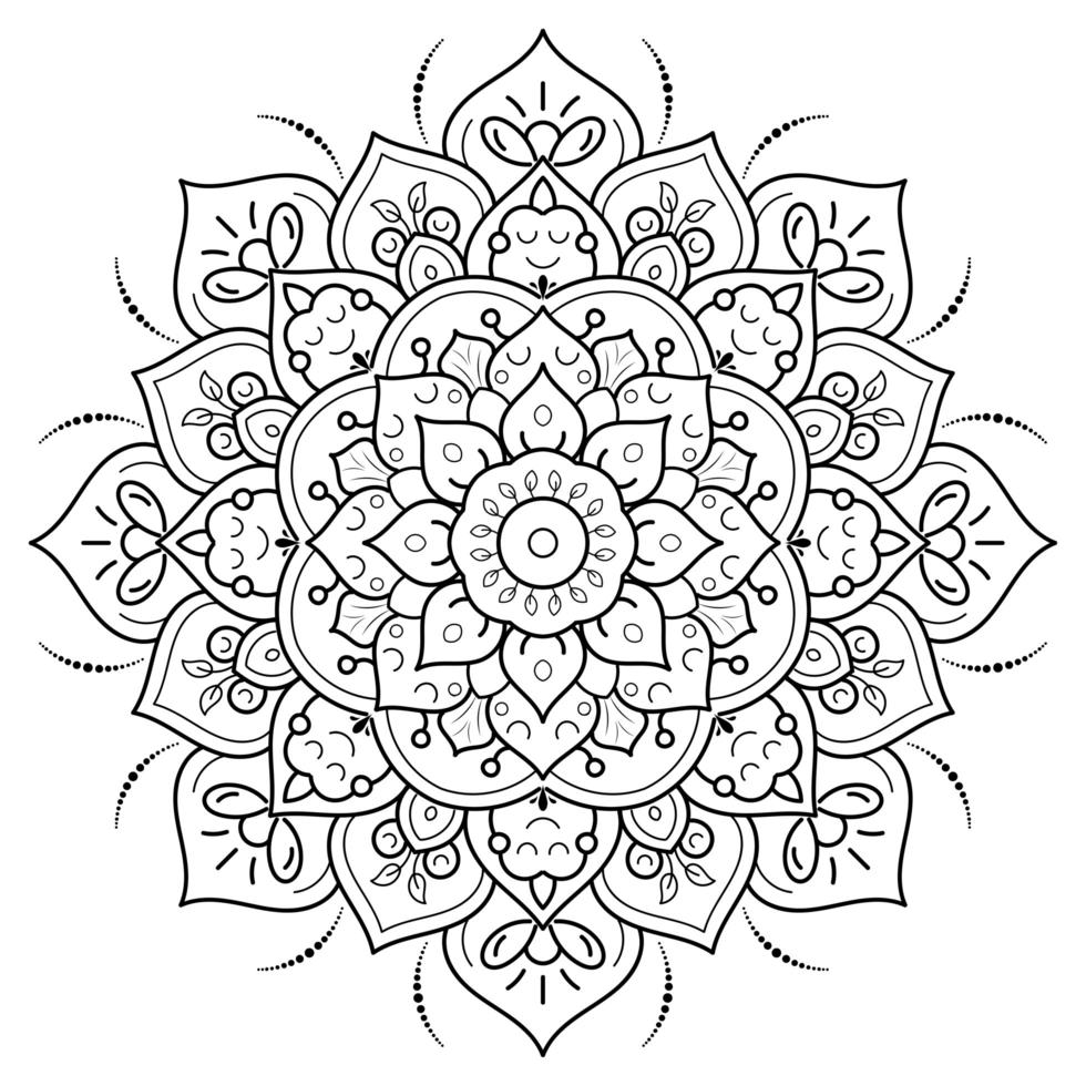 cirkulär blommig mandala målarbok vektor