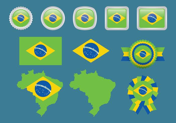 Brasilien und olympische Fahnen vektor