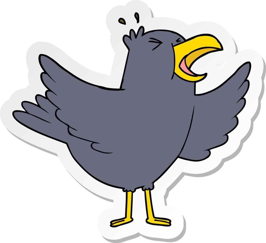 bedrövad klistermärke av en tecknad squawking fågel vektor