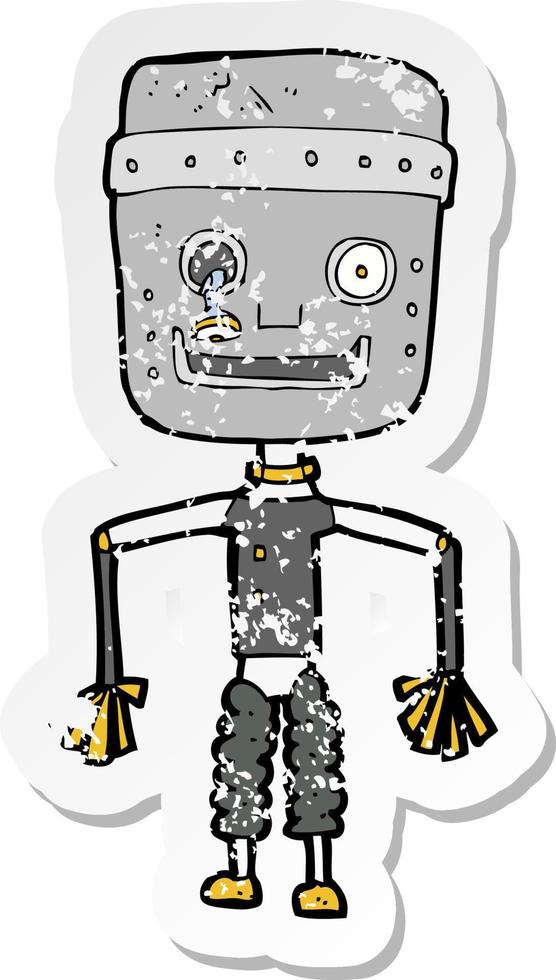 Retro-Distressed-Aufkleber eines alten Cartoon-Roboters vektor