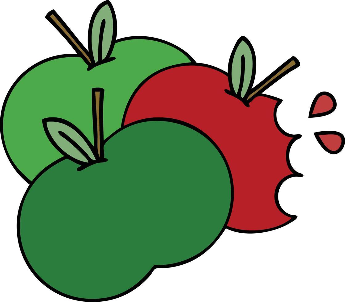 süßer Cartoon saftiger Apfel vektor