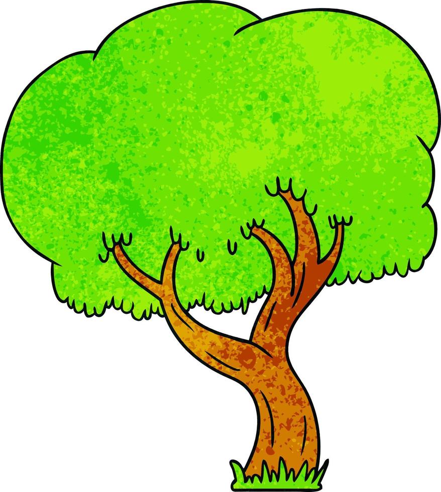 texturerad tecknad doodle av ett sommarträd vektor