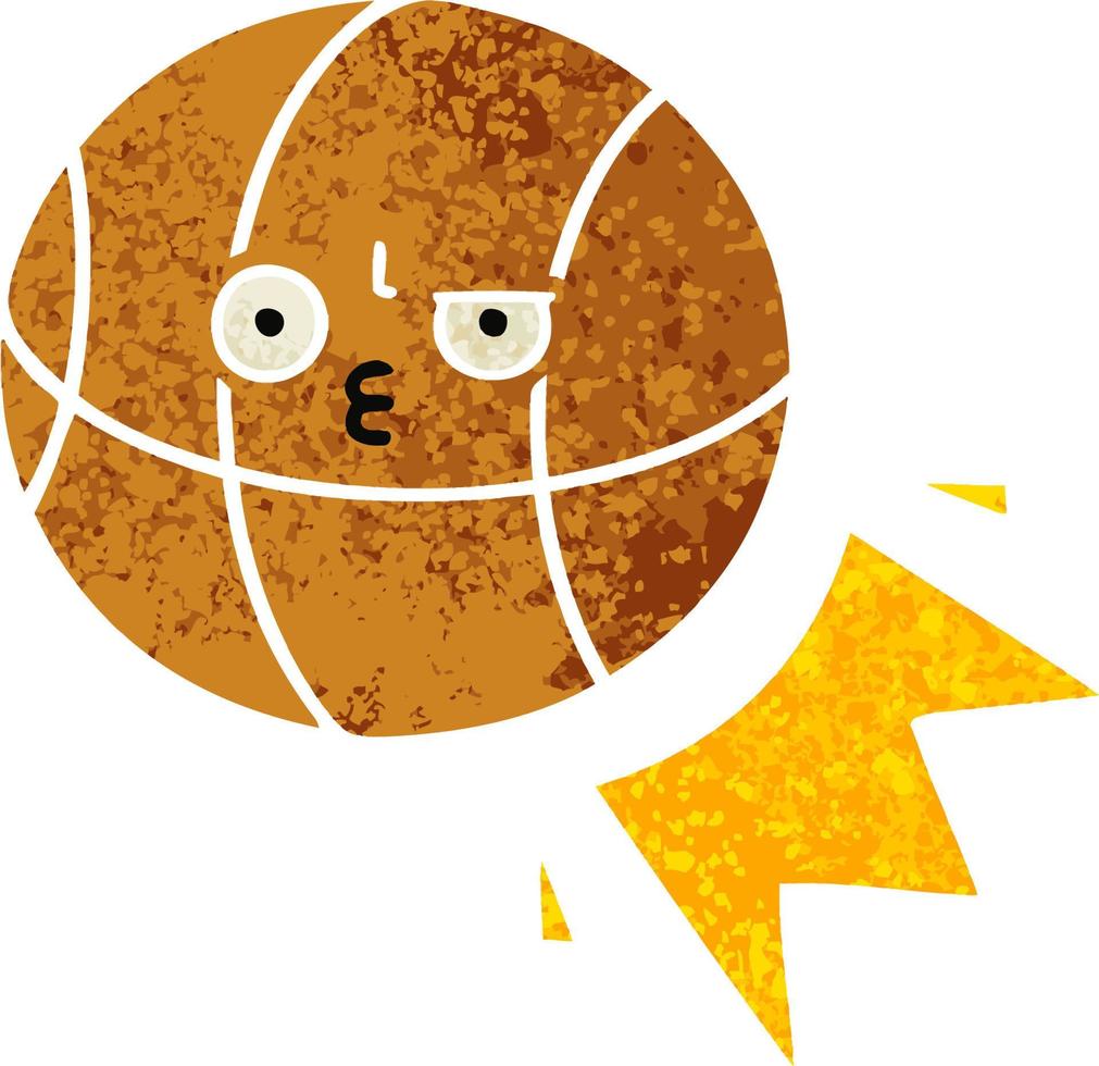 retro illustration stil tecknad basket vektor
