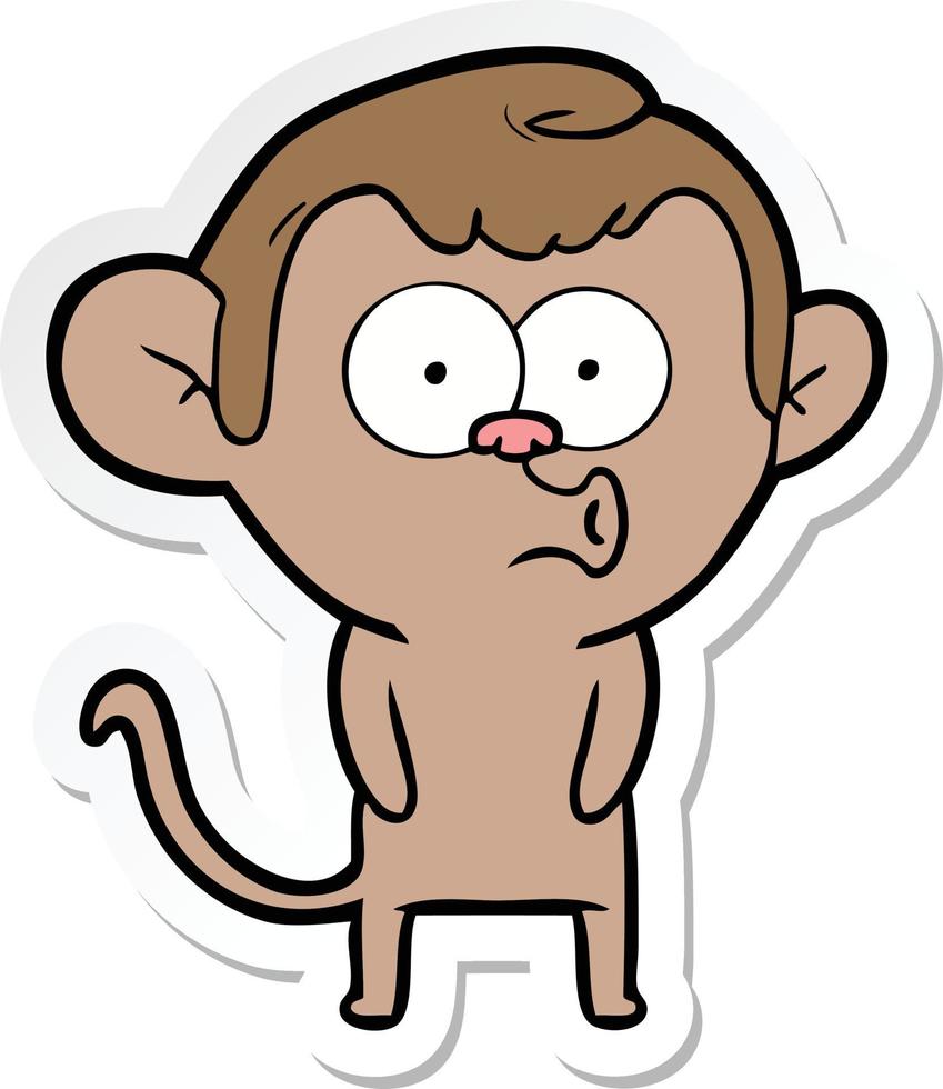 Aufkleber eines Cartoon-schreienden Affen vektor