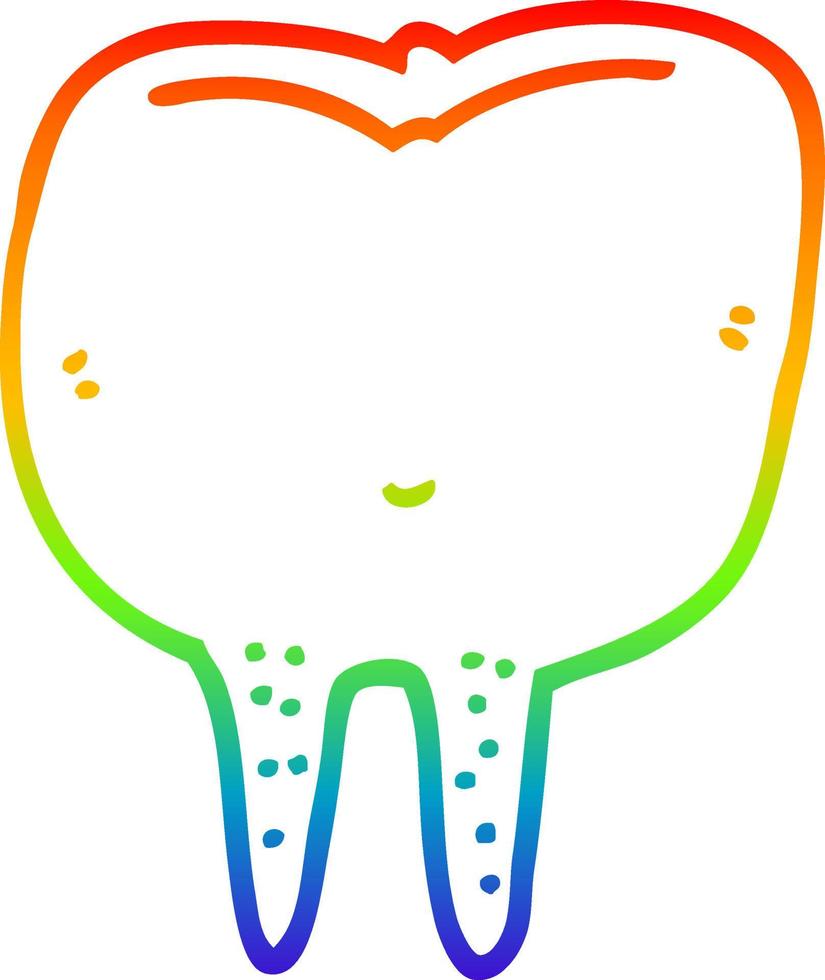 Regenbogen-Gradientenlinie Zeichnung Cartoon-Zahn vektor