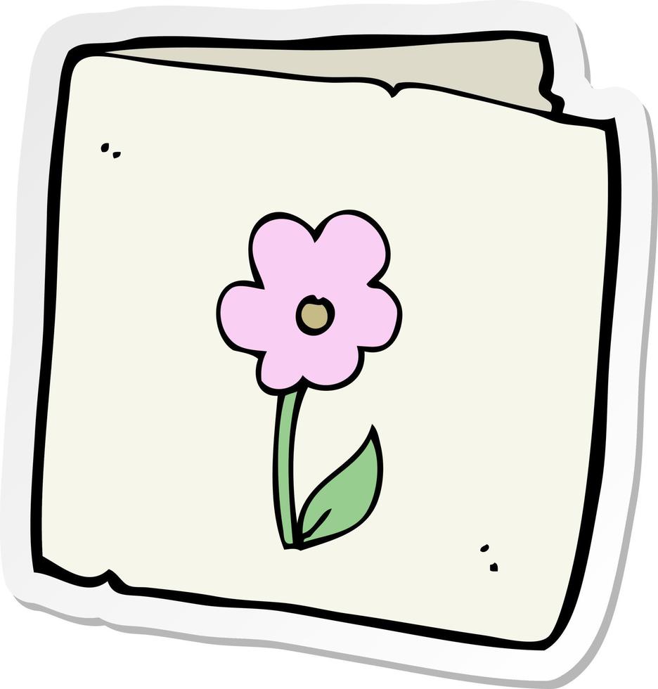 klistermärke av en tecknad blomma gratulationskort vektor