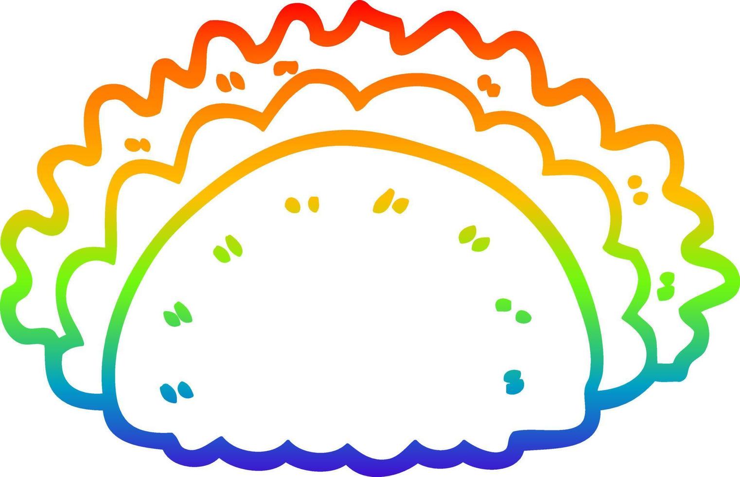Regenbogen-Gradientenlinie Zeichnung Cartoon Taco vektor