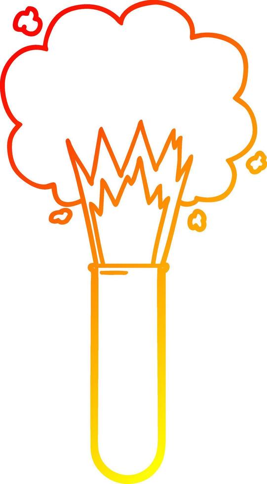 Warme Gradientenlinie zeichnet Cartoon explodierende Chemikalien im Reagenzglas vektor