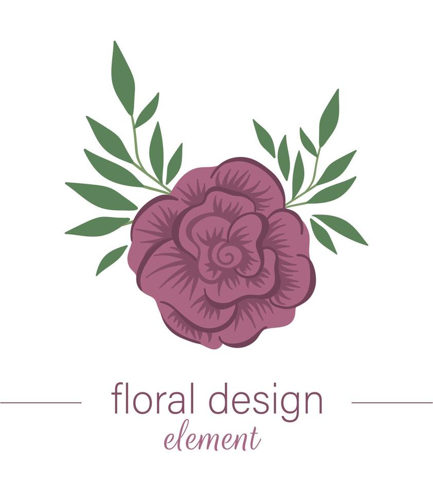 Vektor floral vertikales dekoratives Element. flache trendige illustration mit blume, blättern, zweigen. Wiese, Wald, Wald-ClipArt. schöner frühlings- oder sommerblumenstrauß isoliert auf weißem hintergrund