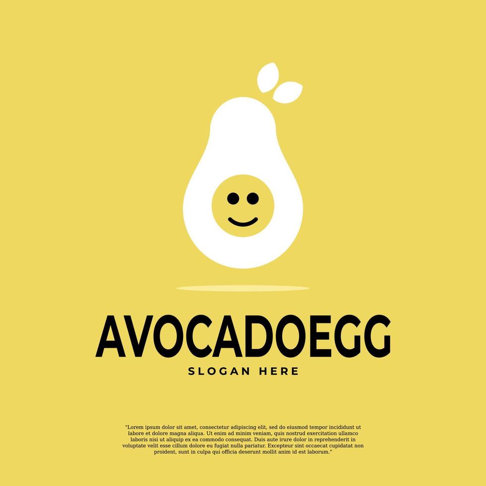 Avocado-Frucht-Logo-Vorlage. Avocado-Ei-Design-Vorlage-Logo. Lächeln-Symbol vektor