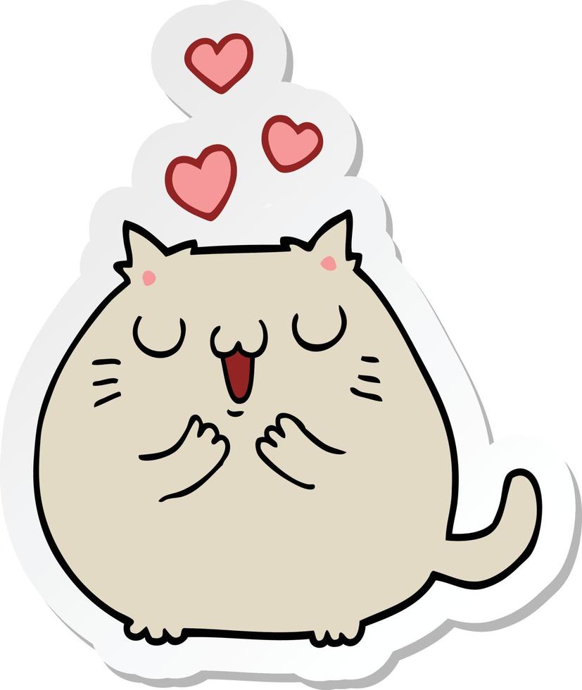 Aufkleber einer niedlichen Cartoon-Katze in der Liebe vektor