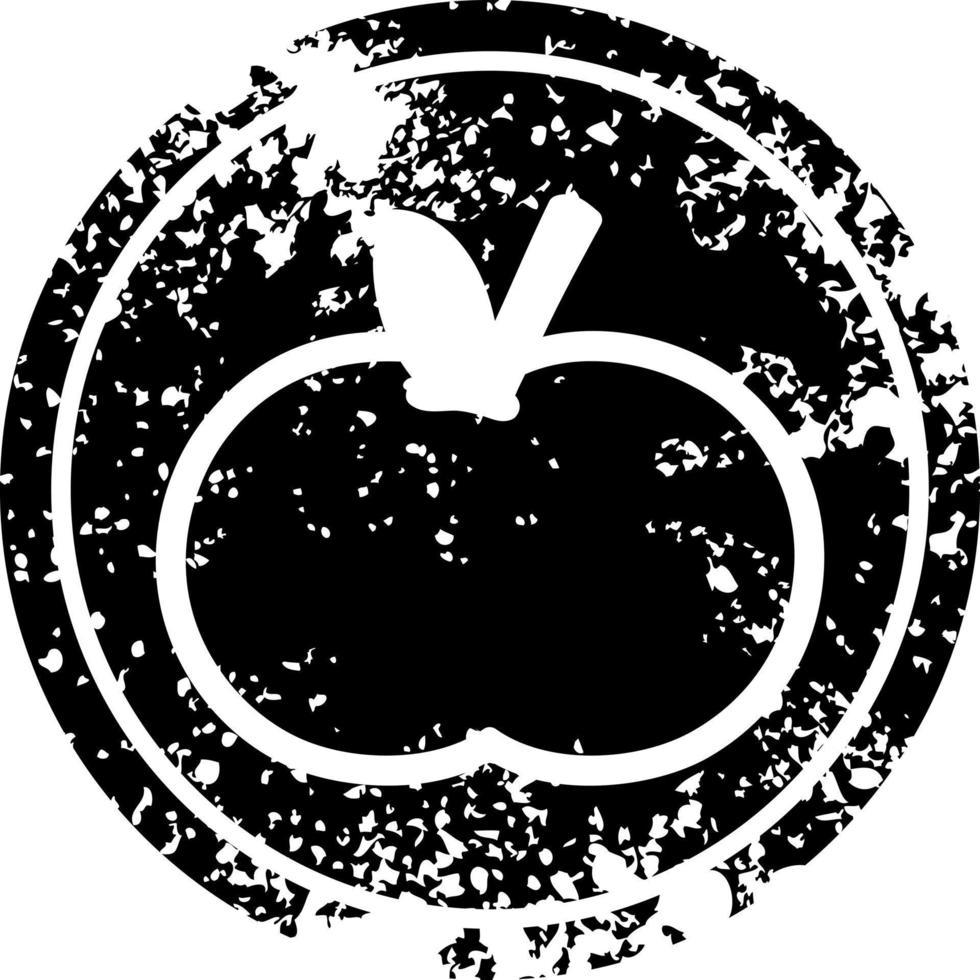 Bio-Apfel-Distressed-Symbol vektor