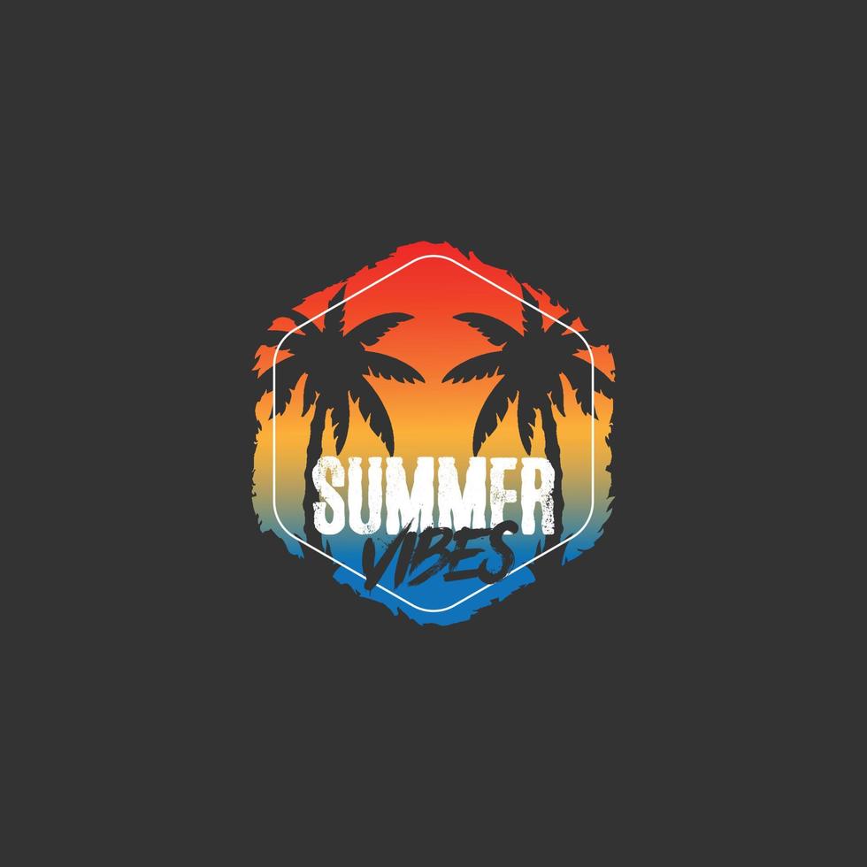 sommer vibes waren silhouette t-shirt design. sommer logo symbol vorlage vektorbild vektor