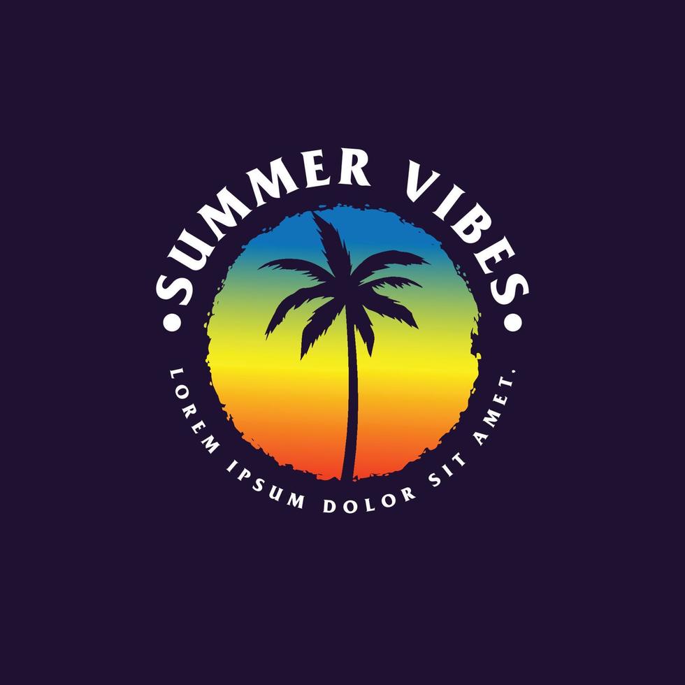 sommer vibes waren silhouette t-shirt design. sommer logo symbol vorlage vektorbild vektor