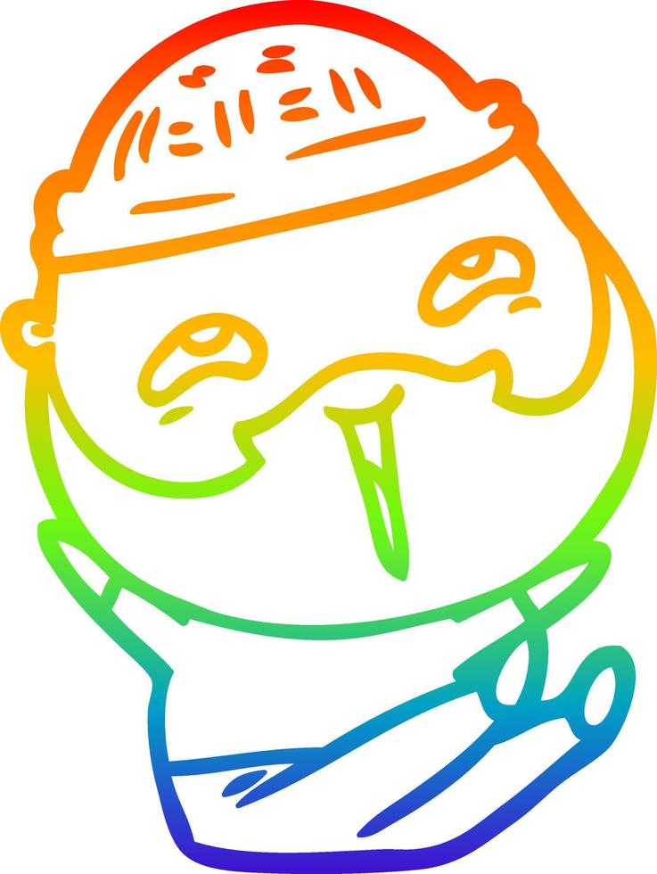 Regenbogengradientenlinie Zeichnung Cartoon glücklicher bärtiger Mann vektor