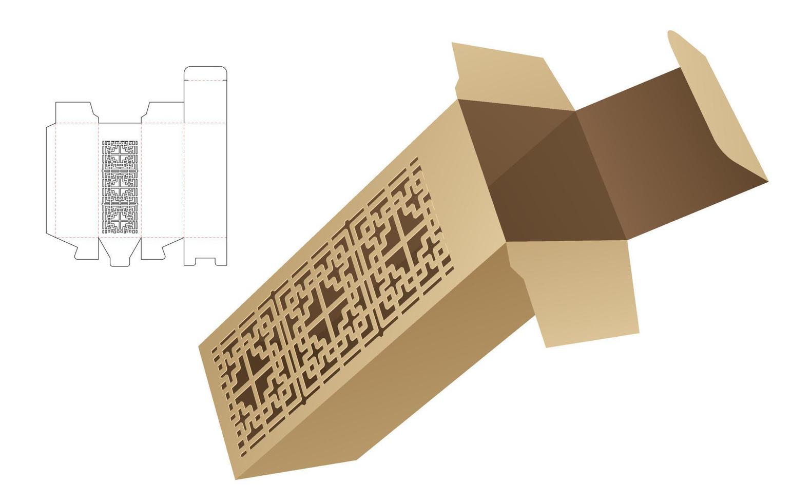 schablonenmuster hohe box gestanzte vorlage und 3d-modell vektor