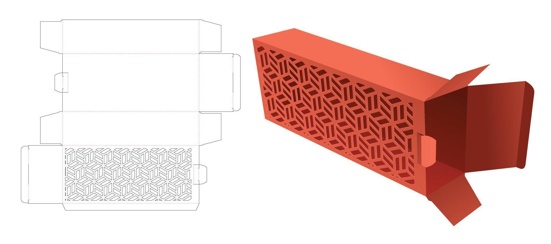 kartong med japanska mönster fönster stansade mall och 3d mockup vektor