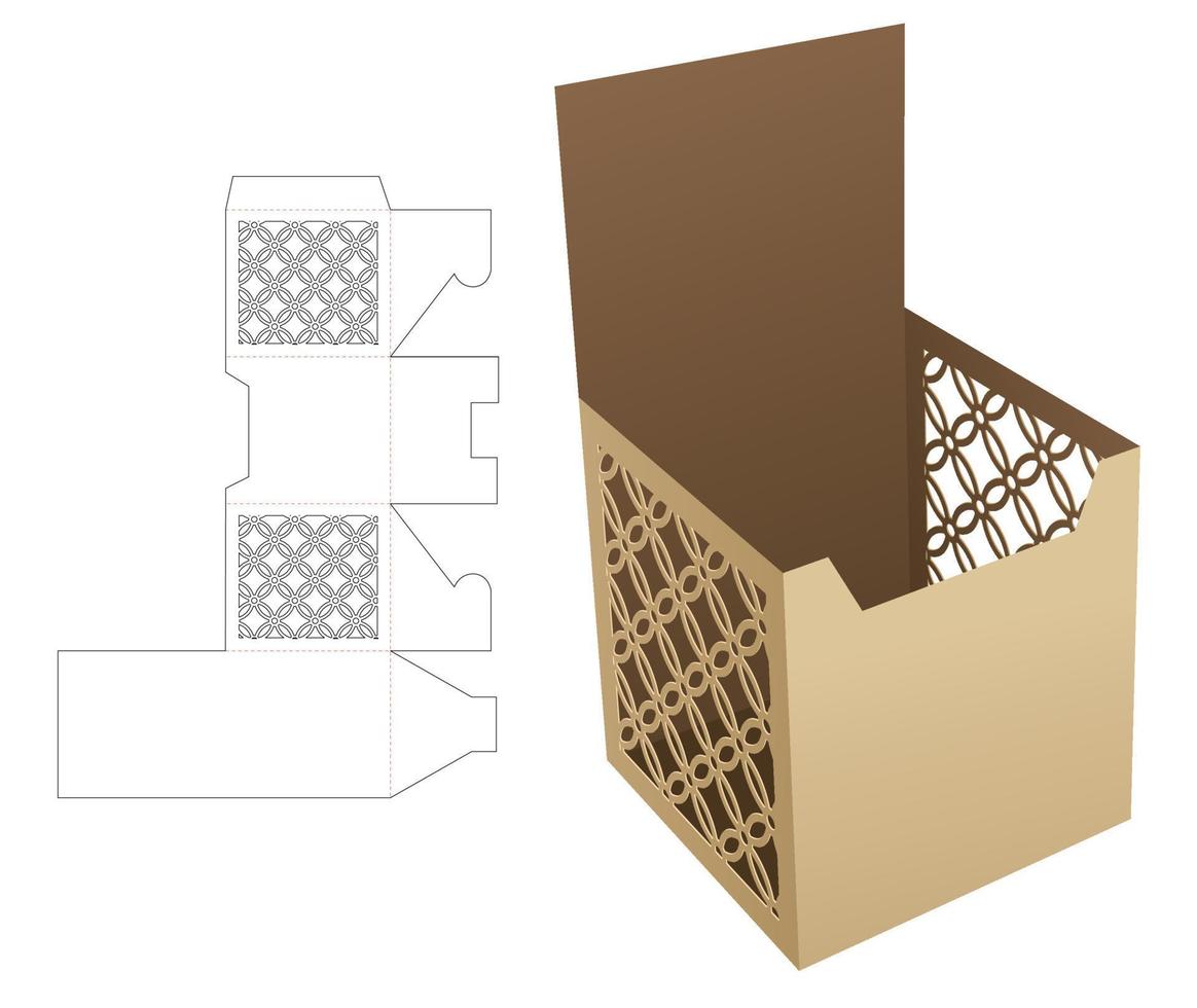 kartongskål med 2 stencilerade fönsterstansade mallar och 3d-mockup vektor