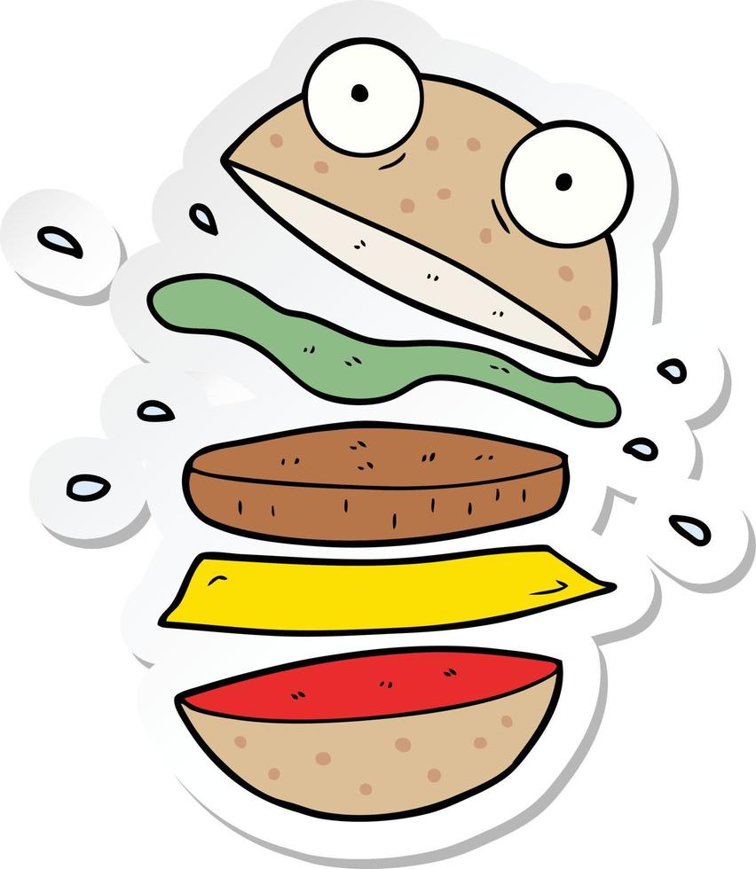 Aufkleber eines erstaunlichen Cartoon-Burgers vektor