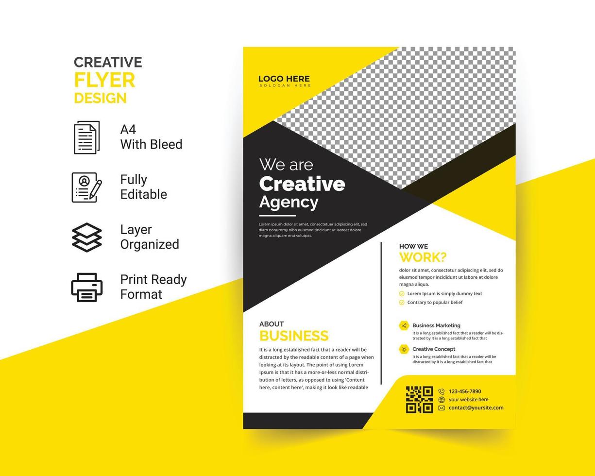 Corporate Business Flyer Poster, Broschüren-Cover-Design-Layout-Hintergrund, zweifarbiges Schema, Vektorvorlage in A4-Größe - Vektor