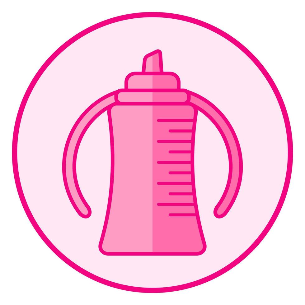 Flasche. rosafarbenes Baby-Symbol auf weißem Hintergrund, Linienkunst-Vektordesign. vektor